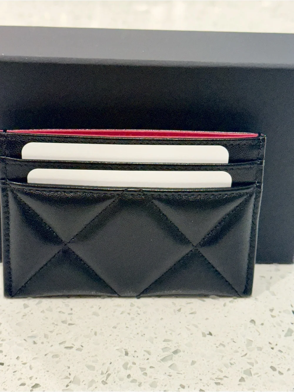 CHANEL 19 Cardholder black calfskin leather Gold CC Brand new full set pristine